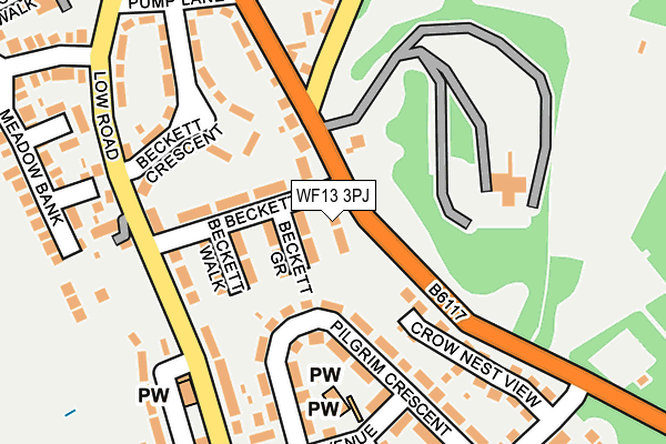 WF13 3PJ map - OS OpenMap – Local (Ordnance Survey)