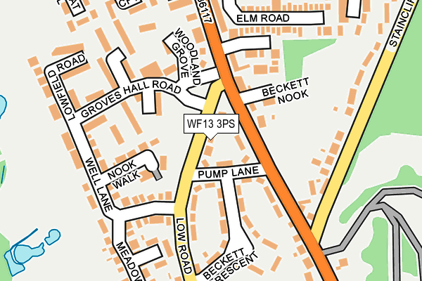 WF13 3PS map - OS OpenMap – Local (Ordnance Survey)