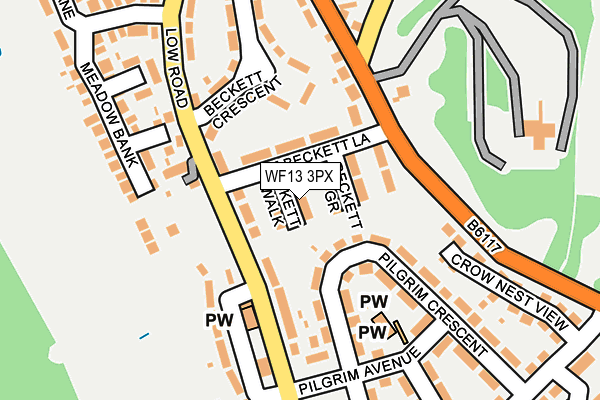 WF13 3PX map - OS OpenMap – Local (Ordnance Survey)