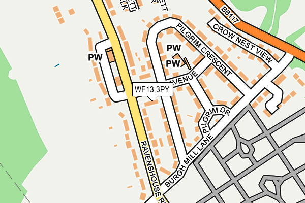 WF13 3PY map - OS OpenMap – Local (Ordnance Survey)