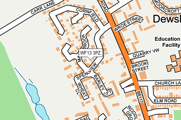 WF13 3PZ map - OS OpenMap – Local (Ordnance Survey)