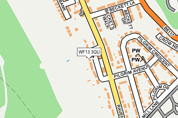 WF13 3QU map - OS OpenMap – Local (Ordnance Survey)