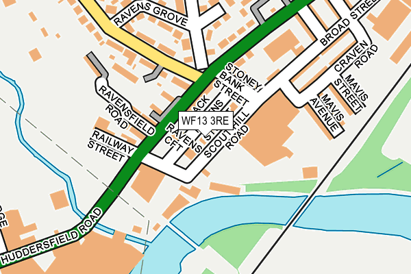 WF13 3RE map - OS OpenMap – Local (Ordnance Survey)