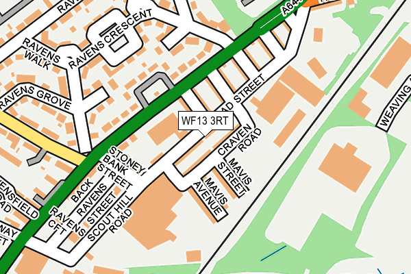 WF13 3RT map - OS OpenMap – Local (Ordnance Survey)