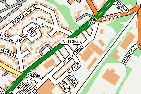 WF13 3RZ map - OS OpenMap – Local (Ordnance Survey)