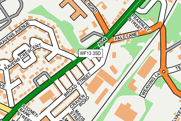 WF13 3SD map - OS OpenMap – Local (Ordnance Survey)
