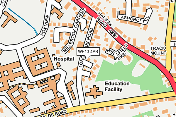 WF13 4AB map - OS OpenMap – Local (Ordnance Survey)