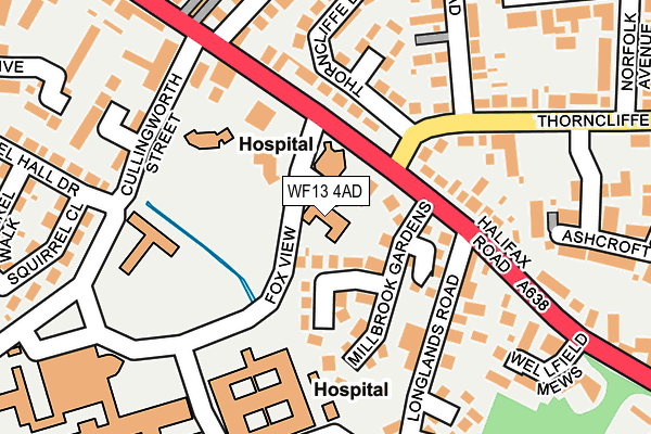 WF13 4AD map - OS OpenMap – Local (Ordnance Survey)