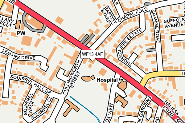 WF13 4AF map - OS OpenMap – Local (Ordnance Survey)