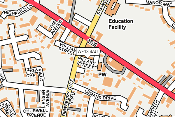 WF13 4AU map - OS OpenMap – Local (Ordnance Survey)