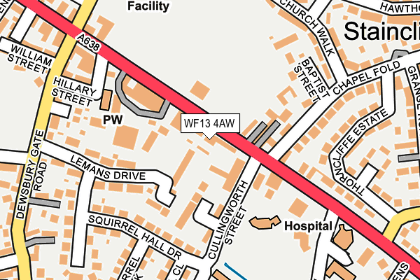 WF13 4AW map - OS OpenMap – Local (Ordnance Survey)