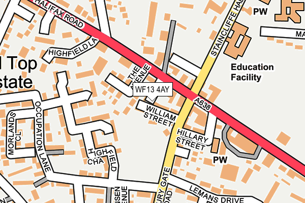 WF13 4AY map - OS OpenMap – Local (Ordnance Survey)