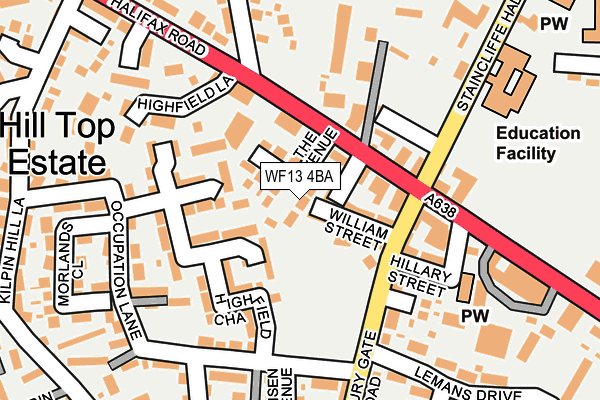WF13 4BA map - OS OpenMap – Local (Ordnance Survey)