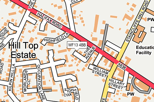 WF13 4BB map - OS OpenMap – Local (Ordnance Survey)