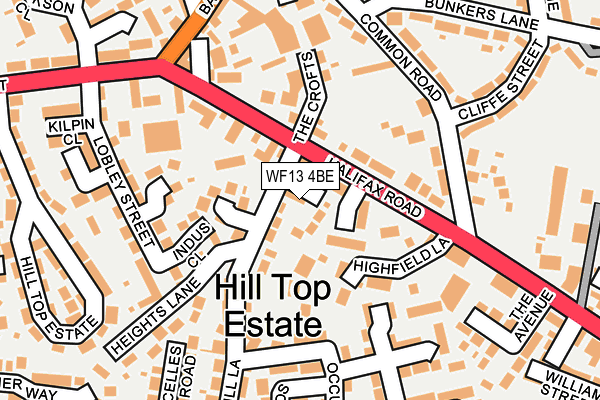 WF13 4BE map - OS OpenMap – Local (Ordnance Survey)
