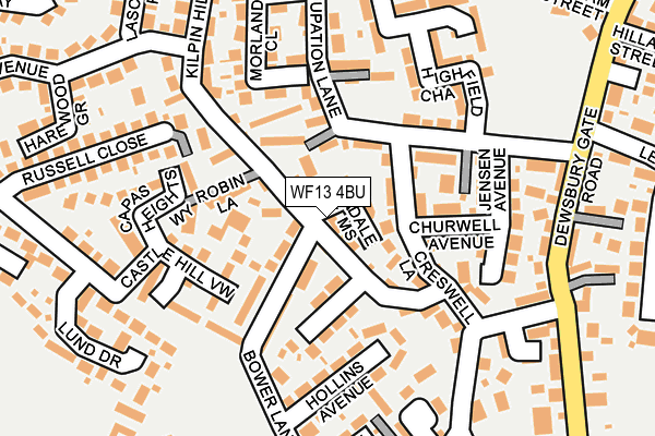 WF13 4BU map - OS OpenMap – Local (Ordnance Survey)