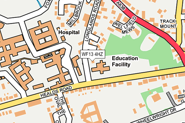 WF13 4HZ map - OS OpenMap – Local (Ordnance Survey)