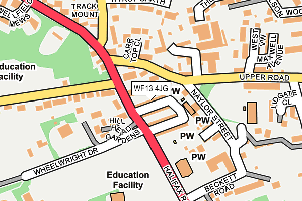 WF13 4JG map - OS OpenMap – Local (Ordnance Survey)