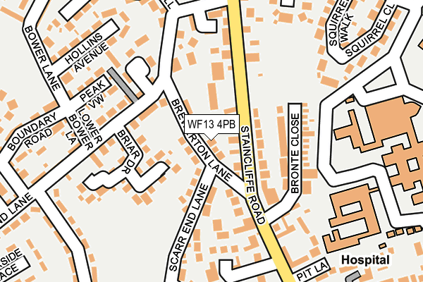 WF13 4PB map - OS OpenMap – Local (Ordnance Survey)