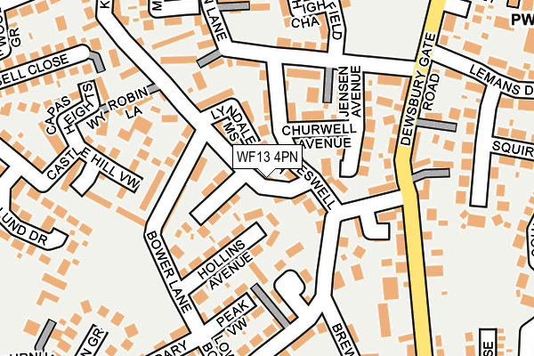 WF13 4PN map - OS OpenMap – Local (Ordnance Survey)