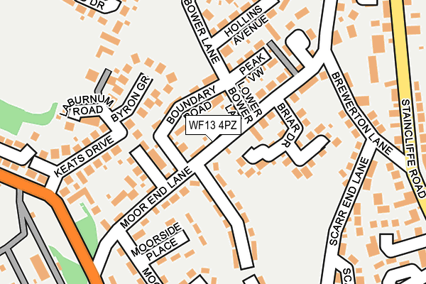 WF13 4PZ map - OS OpenMap – Local (Ordnance Survey)