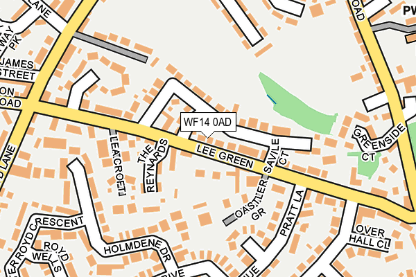 WF14 0AD map - OS OpenMap – Local (Ordnance Survey)