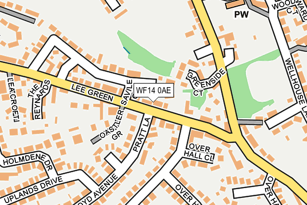 WF14 0AE map - OS OpenMap – Local (Ordnance Survey)
