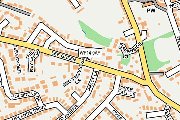 WF14 0AF map - OS OpenMap – Local (Ordnance Survey)
