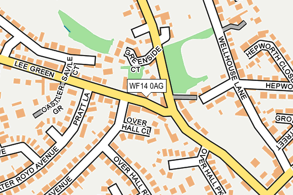 WF14 0AG map - OS OpenMap – Local (Ordnance Survey)