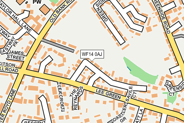 WF14 0AJ map - OS OpenMap – Local (Ordnance Survey)