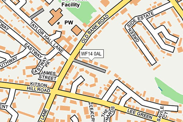 WF14 0AL map - OS OpenMap – Local (Ordnance Survey)