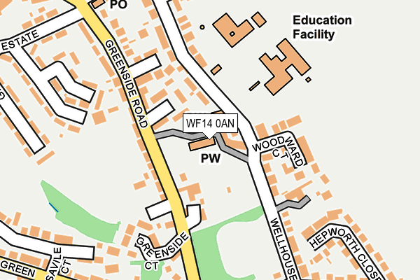 WF14 0AN map - OS OpenMap – Local (Ordnance Survey)