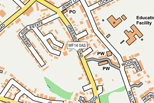 WF14 0AS map - OS OpenMap – Local (Ordnance Survey)