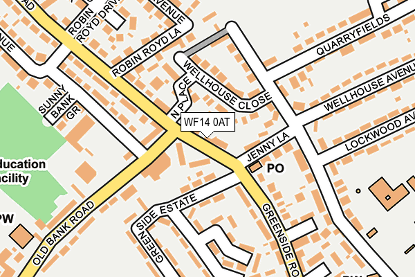 WF14 0AT map - OS OpenMap – Local (Ordnance Survey)