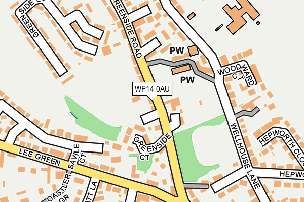 WF14 0AU map - OS OpenMap – Local (Ordnance Survey)