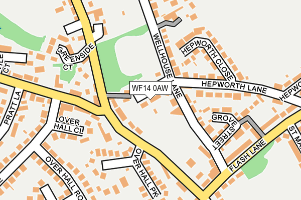 WF14 0AW map - OS OpenMap – Local (Ordnance Survey)