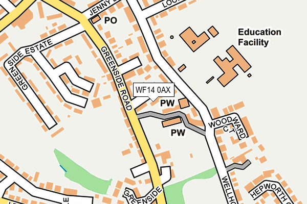 WF14 0AX map - OS OpenMap – Local (Ordnance Survey)