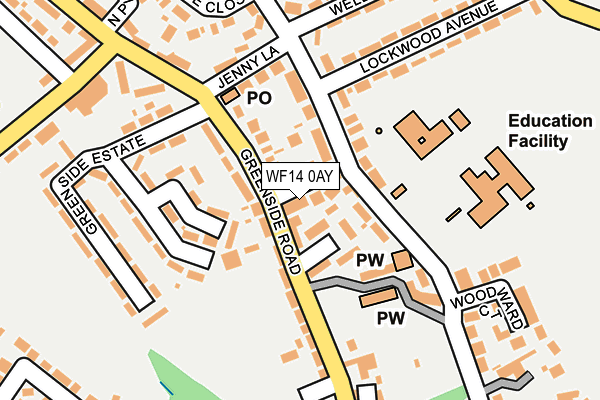 WF14 0AY map - OS OpenMap – Local (Ordnance Survey)