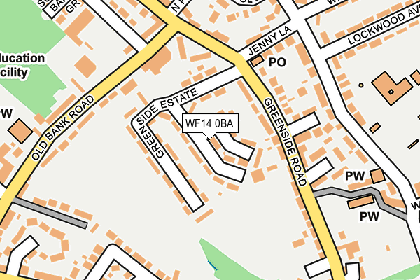 WF14 0BA map - OS OpenMap – Local (Ordnance Survey)