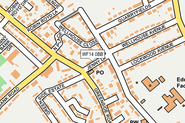 WF14 0BB map - OS OpenMap – Local (Ordnance Survey)