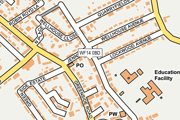 WF14 0BD map - OS OpenMap – Local (Ordnance Survey)