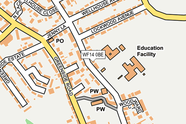 WF14 0BE map - OS OpenMap – Local (Ordnance Survey)
