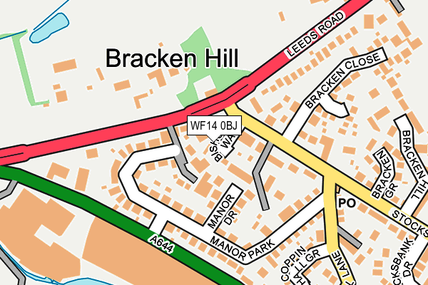 WF14 0BJ map - OS OpenMap – Local (Ordnance Survey)