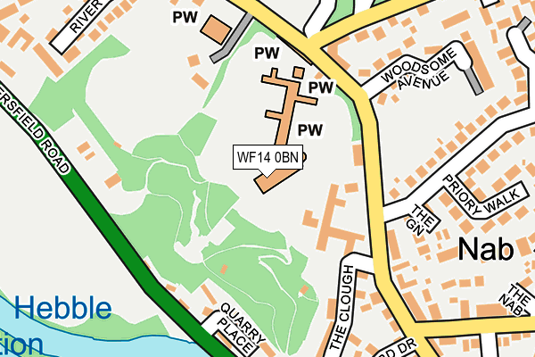 WF14 0BN map - OS OpenMap – Local (Ordnance Survey)