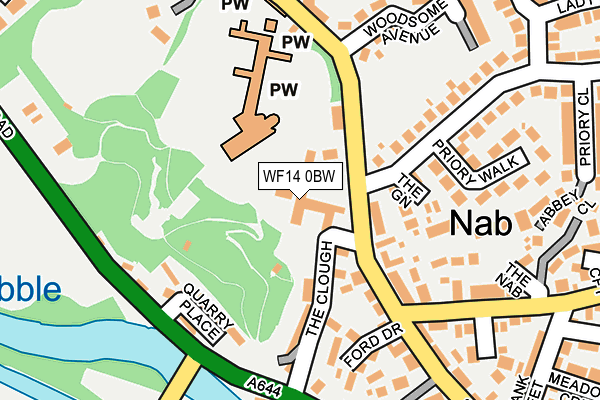 WF14 0BW map - OS OpenMap – Local (Ordnance Survey)