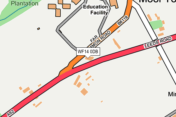 WF14 0DB map - OS OpenMap – Local (Ordnance Survey)