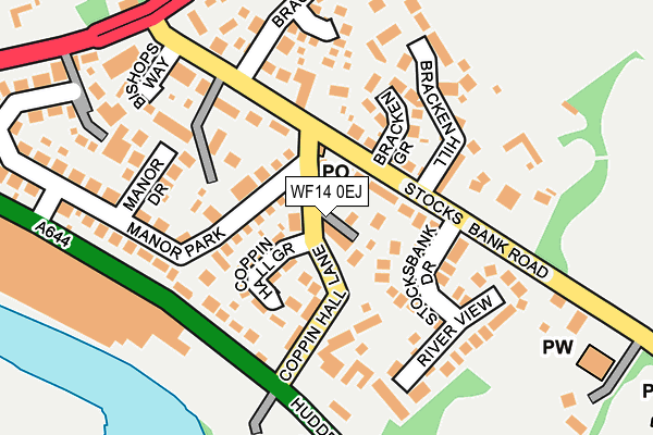 WF14 0EJ map - OS OpenMap – Local (Ordnance Survey)