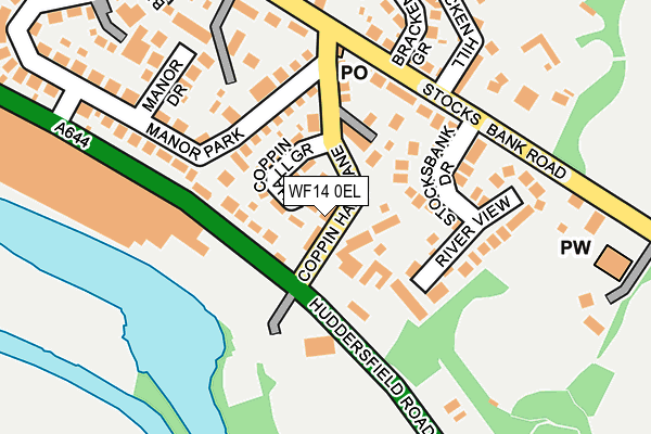 WF14 0EL map - OS OpenMap – Local (Ordnance Survey)