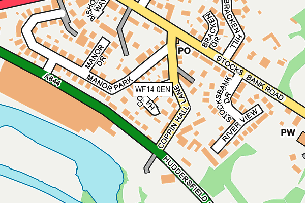 WF14 0EN map - OS OpenMap – Local (Ordnance Survey)