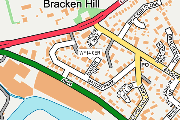 WF14 0ER map - OS OpenMap – Local (Ordnance Survey)